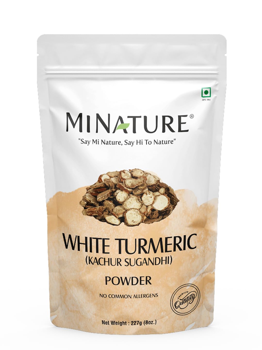 White Turmeric Powder by mi nature | Kachur, Curcuma zeodaria,Poolankilangu| 227g(8 oz) (0.5 lb) | Does not stain | White turmeric for face and skin | 100% Natural| From India