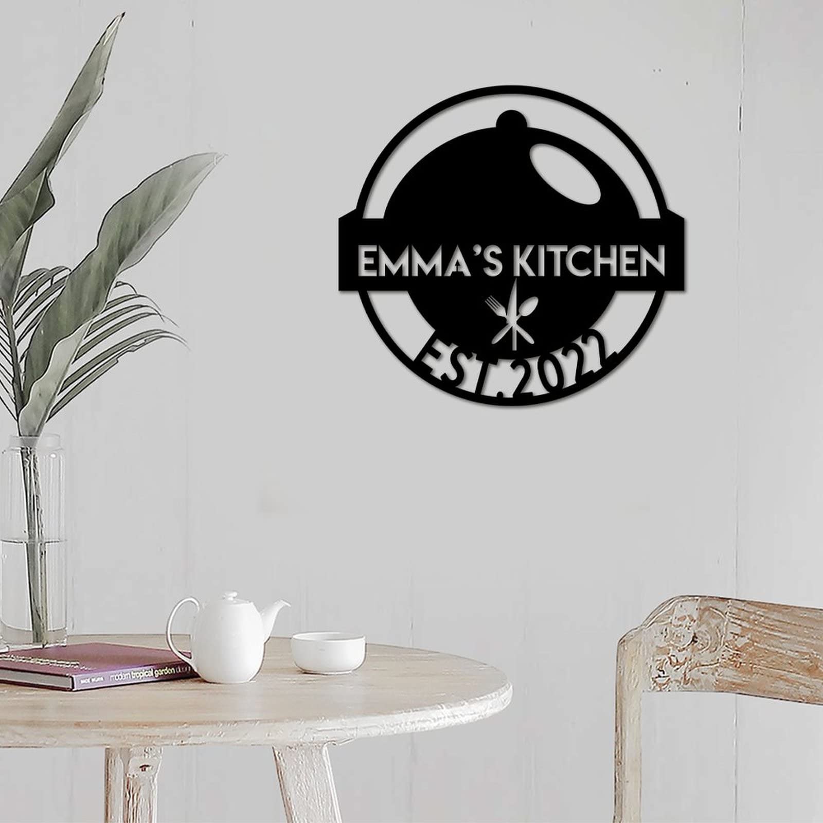 Letrero de metal personalizado para cocina, letrero de nombre personalizado para cocina, letrero de apellido, decoración del hogar, regalo para amantes de la cocina, regalo de cocina para mamá, regalo
