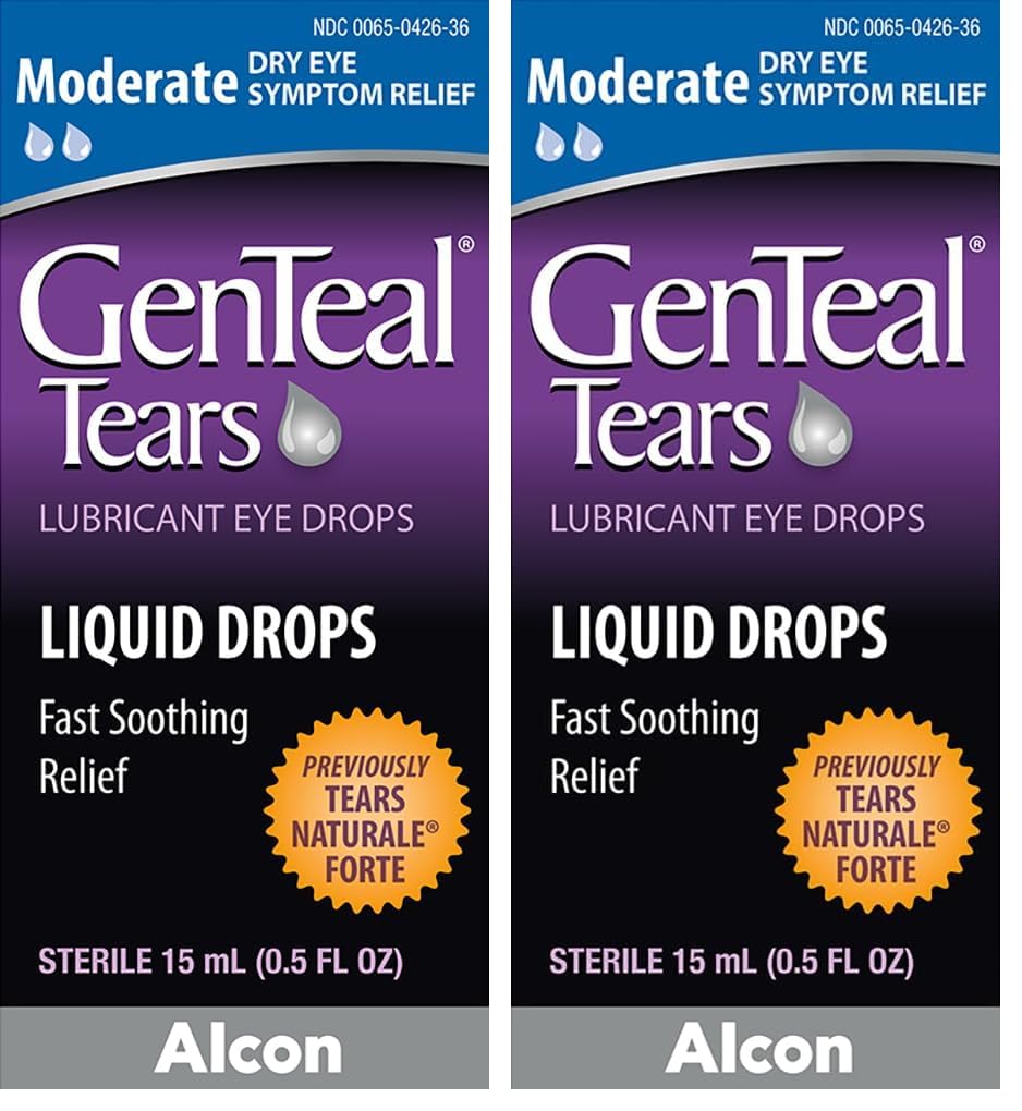 Tears Lubricant Eye Drops, Moderate Liquid Drops, 0.51 Fl Oz (Pack of 2)