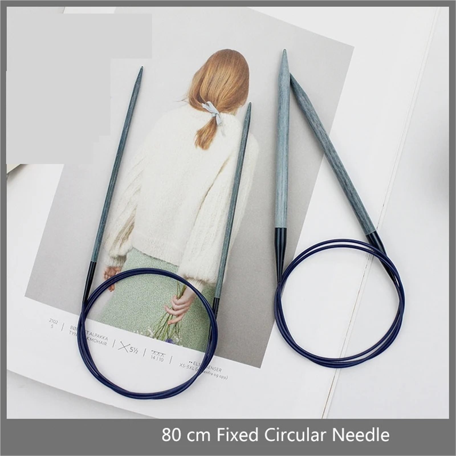 Agujas de tejer circulares fijas 80CM, aguja anillo madera hecha a mano, DIY, agujas Aguja de tejer(10.0mm)