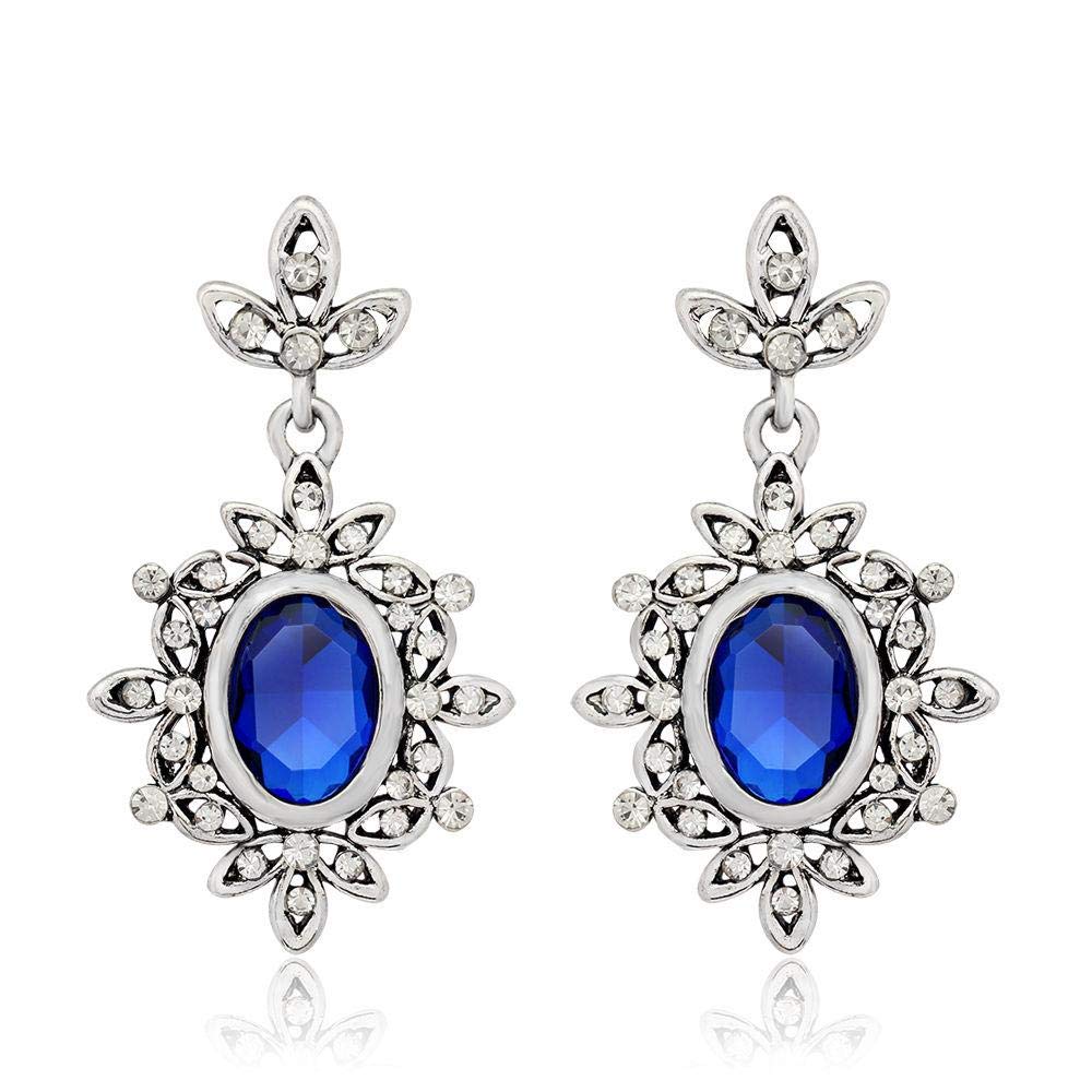 danbi huabi royal blue Crystal rhinestone leaf princess Wedding Club Earring