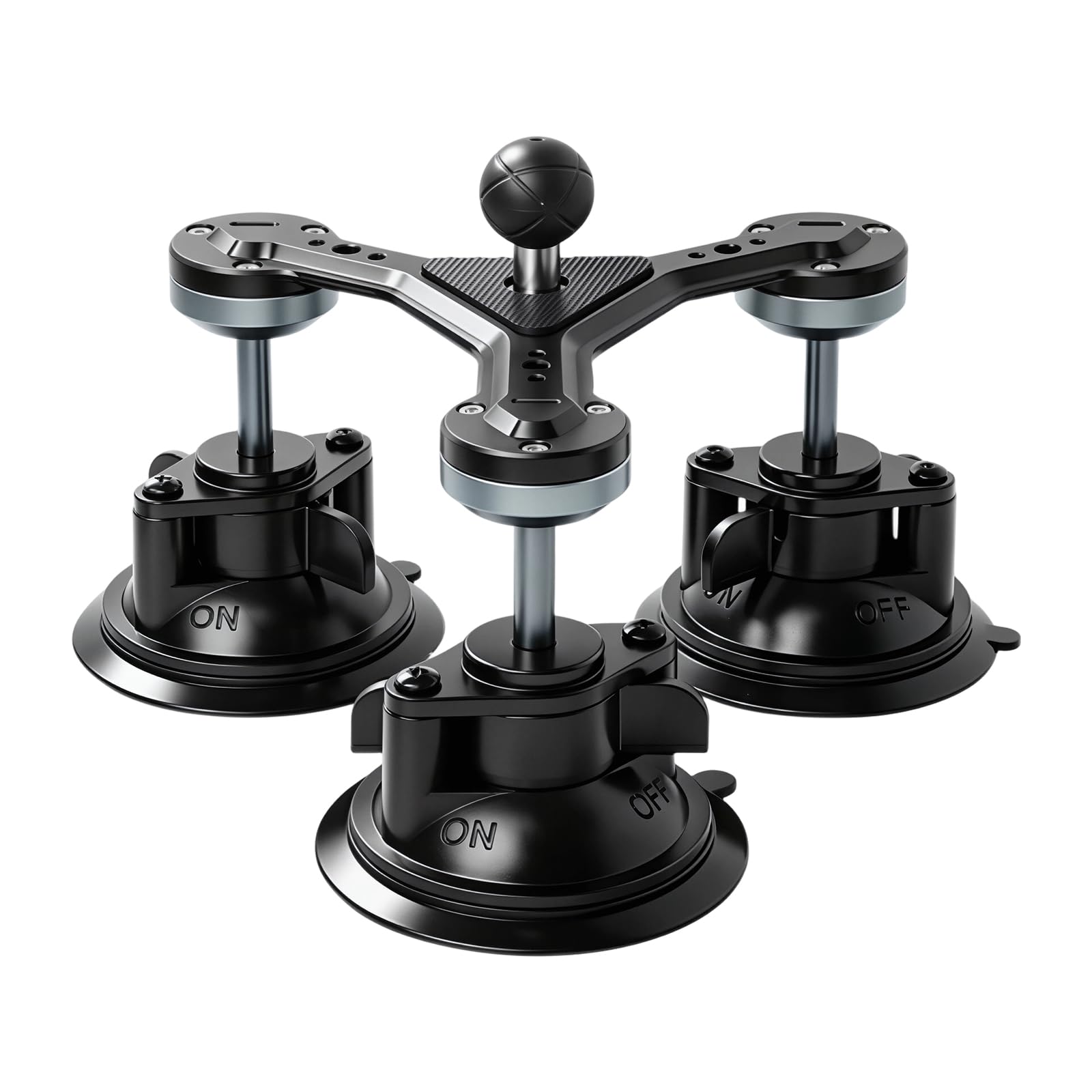 Soporte de cámara de acción de triple vacío, aleación de aluminio, diseño de cabeza de bola ABS para parabrisas, vista de viaje con colocación de vidrio, soporte de filmación para coche, soporte para