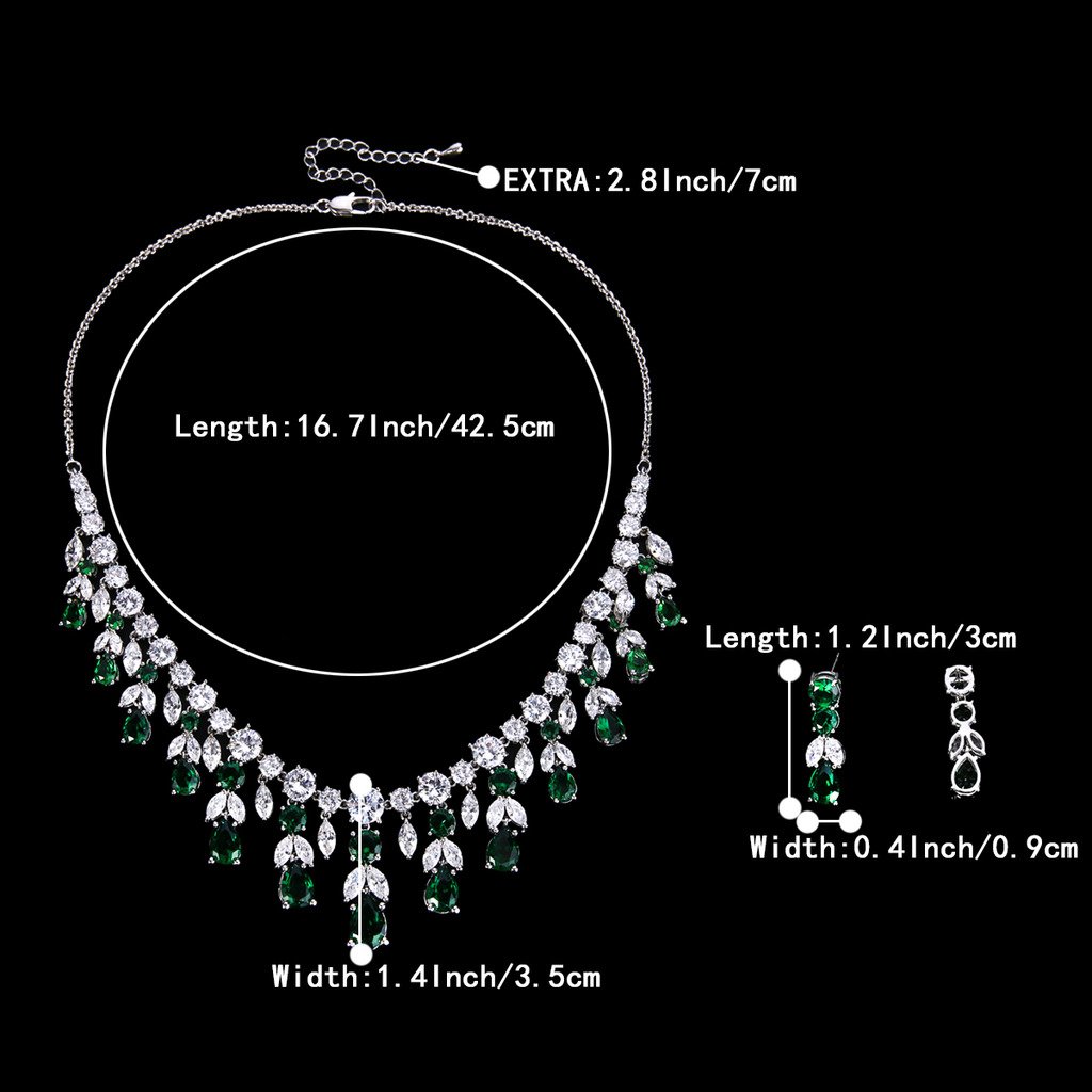 Donna Parure gioielli Matrimonio Nuziale Grappolo Foglia lacrima Collana Ciondolano Orecchini Set