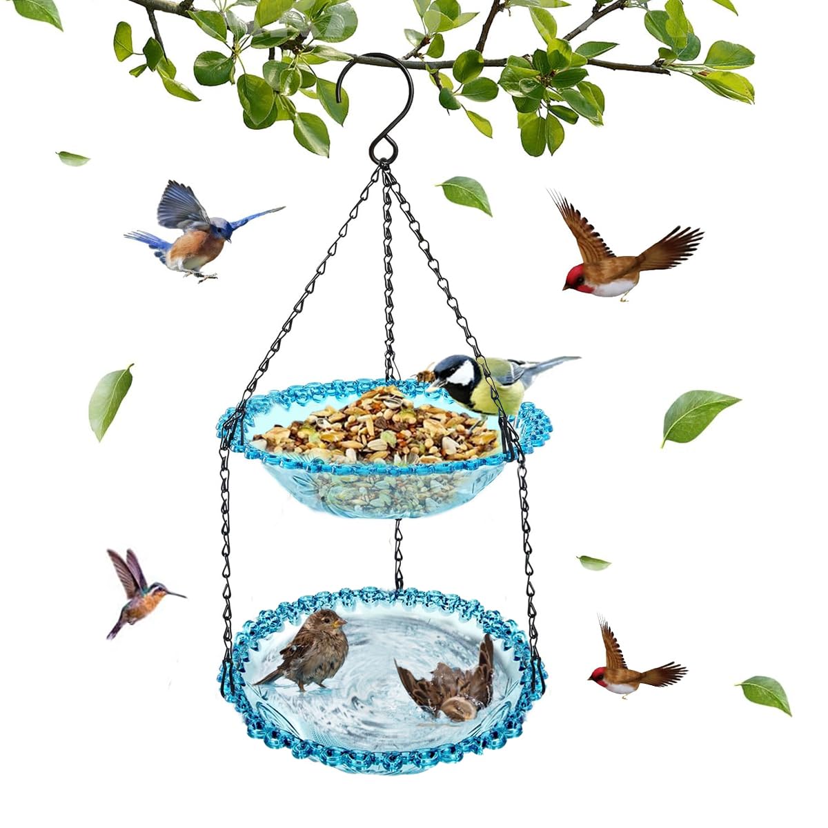 HASTHIP Metal Bird Bath for Outside with Vintage Lotus Leaf Design and 30.3 in Stand