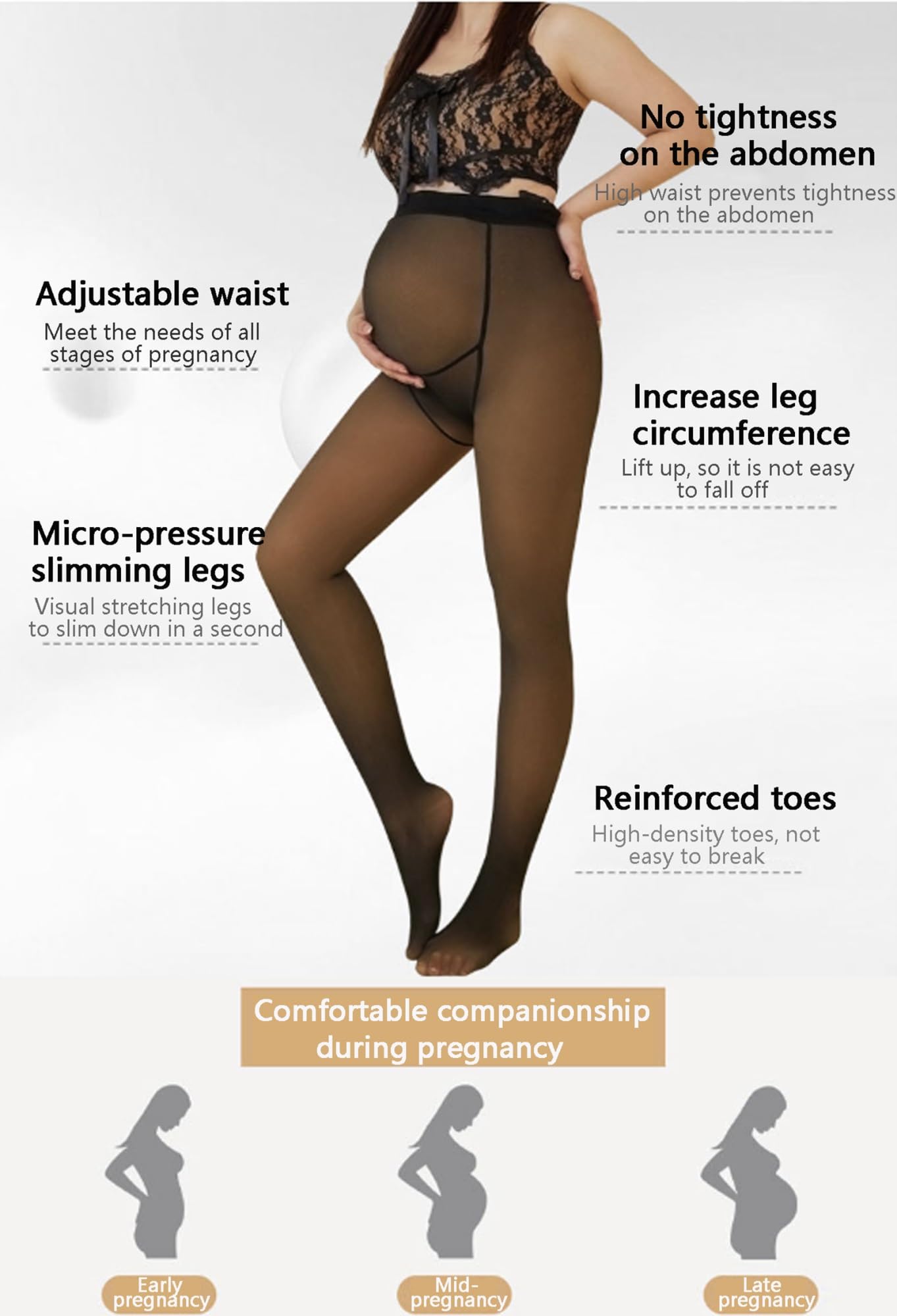 Genérico Pantimedias de Maternidad Mujer Forro Polar Ajustado Invierno elástico Opaco Cintura Alta Legging(400g)