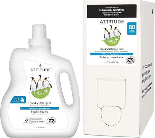 Bundle of ATTITUDE - Detergente para ropa, fórmula a base de plantas y minerales, él, vegano y libre de crueldad animal para lavadora y productos