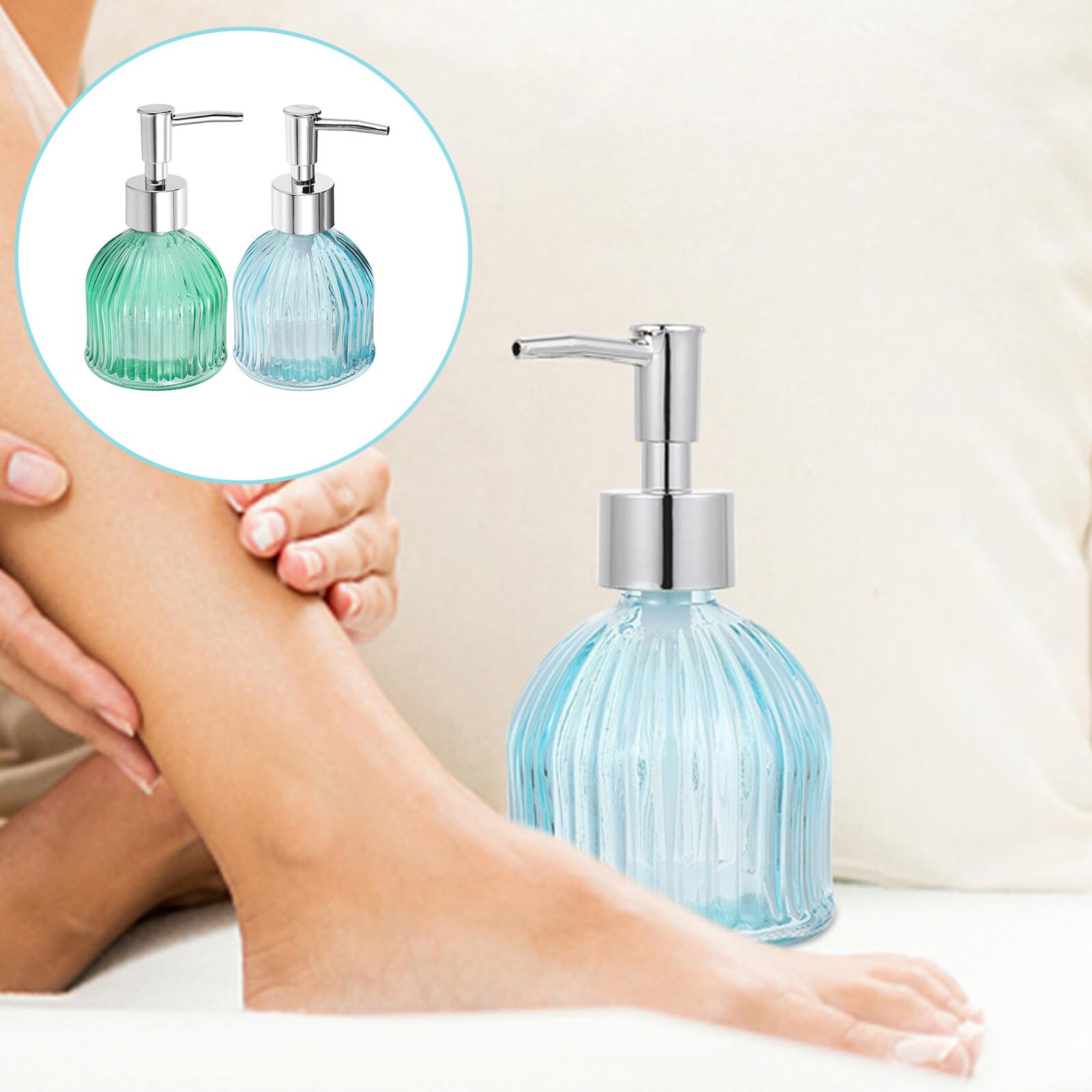 2 Stück Nachfüllbare Glas Seifenspender 200ml für Küche und Bad | Pumpe zum Leichten Dosieren, Transparentes Design, als Spenderflasche für Handwaschflüssigkeit