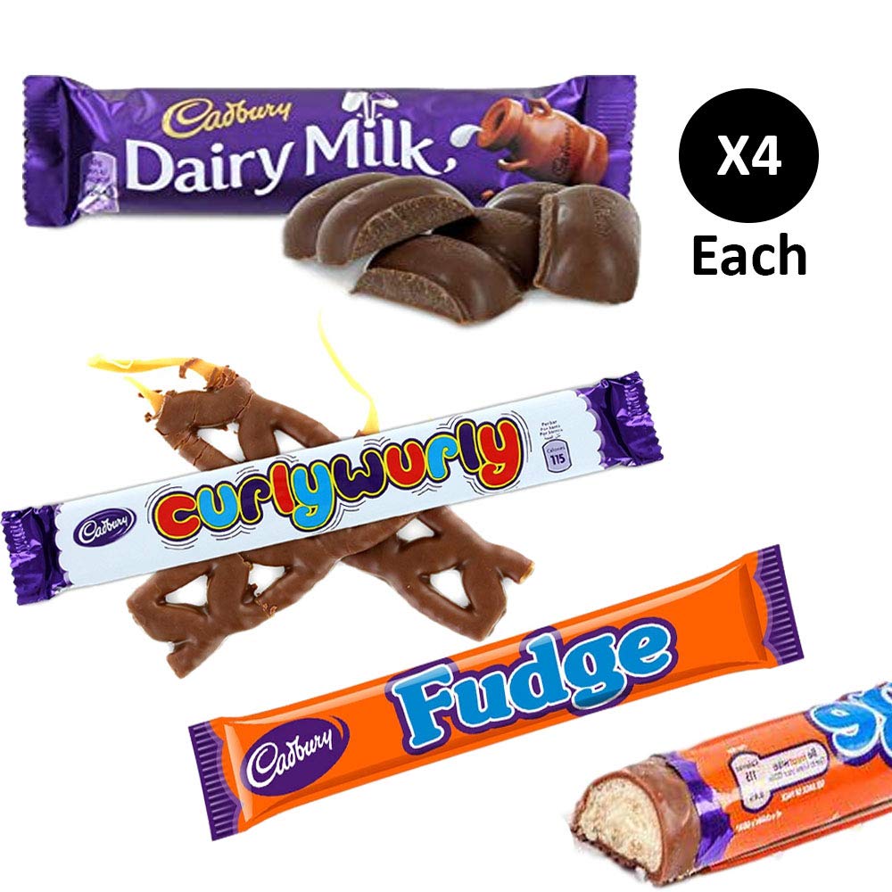 Buy Cadbury Fudge + Cadbury Curly Wurly + Cadbury Dairy Milk 4 bars of each. British Chocolate Buy Cadbury Fudge + Cadbury Curly Wurly + Cadbury Dairy Milk 4 bars of each. British Chocolate