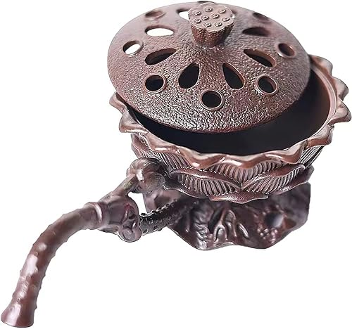 アンティーク調 蓮の花托状香炉 香炉皿 お香立て お香置き 蓋付き お香立て付き 手持ちのお香 置物 アンティーク調- (A)