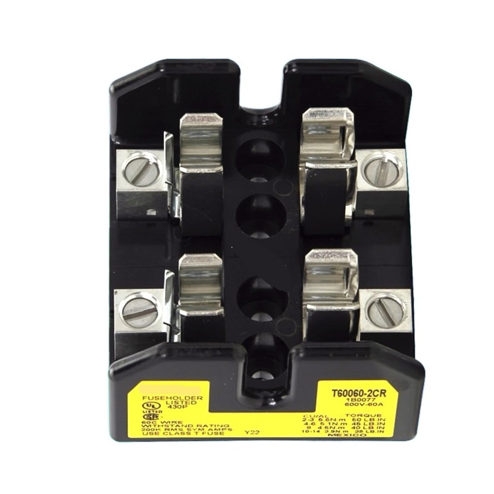 Rfxogtyfz 5V Fuse Holder T60060-3Cr 600V 60A Jjs 35A-60A Fuse(T60060-2Cr 2P-Base)