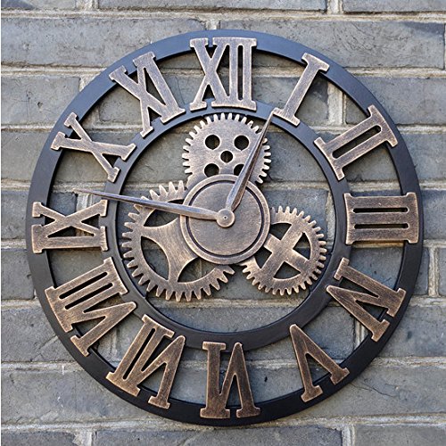 VT BigHome Handmade Oversized 3D retro rustic decorative luxury art big gear wooden vintage large wall clock on the wall for gift 20 inches