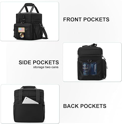 Miniatura 4 de Gafetrey Lonchera táctica grande expandible para adultos, bolsa enfriadora de almuerzo duradera con cubo de almuerzo MOLLE para el trabajo,