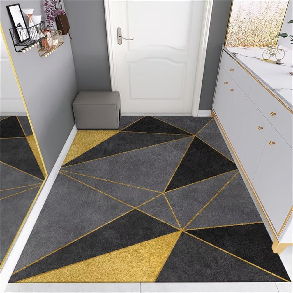Tapis de salon unicolore gris noir 100x160cm moderne