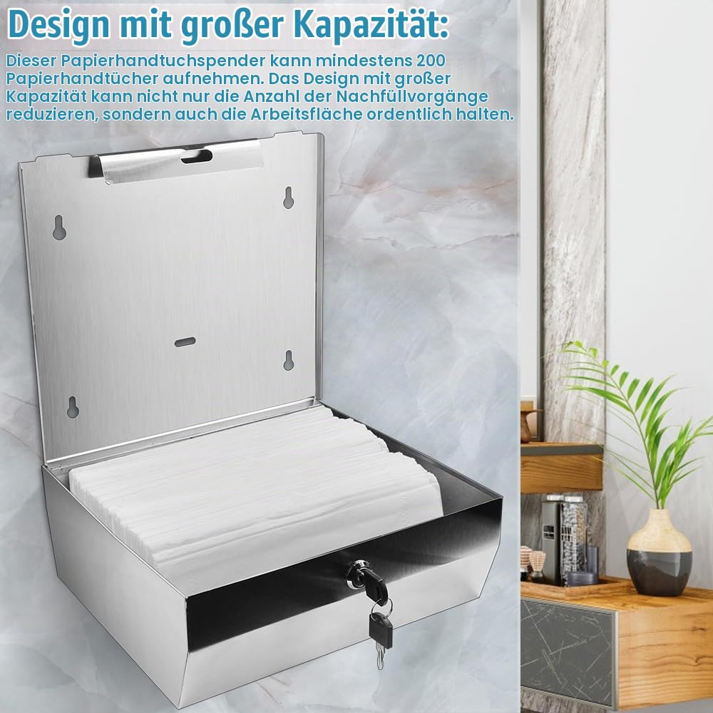 Edelstahl Handtuchspender – Papierspender Für Falthandtücher, 280 X 100 X 260 Mm