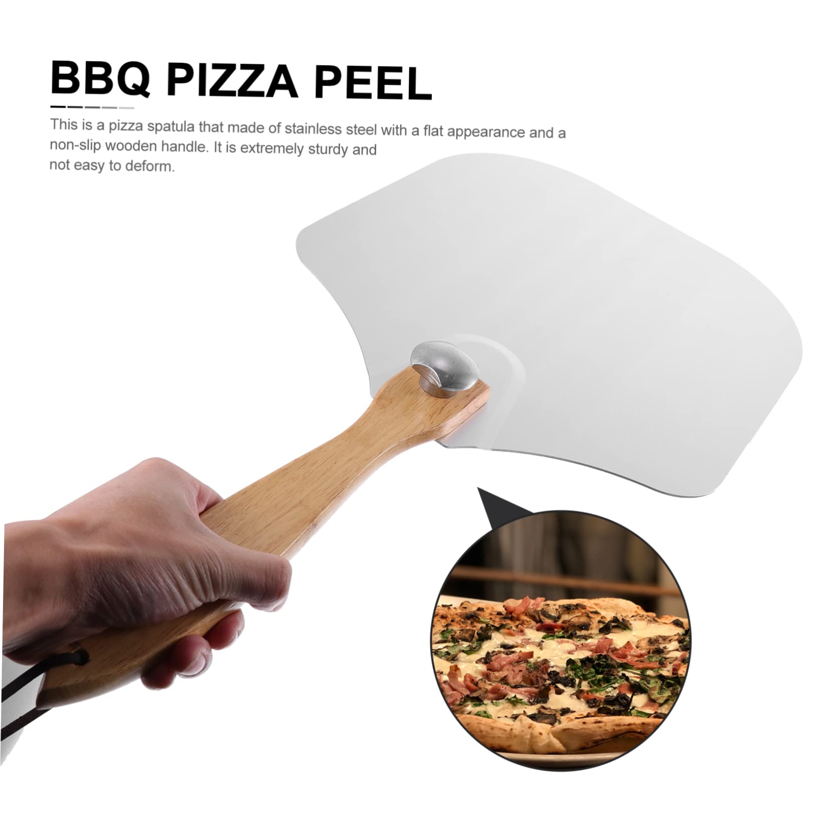 Alipis Faltbarer Pizzaschieber aus Edelstahl und Holz Klappbarer Griff Rostfrei Leicht zu Reinigen zum Backen und Kochen