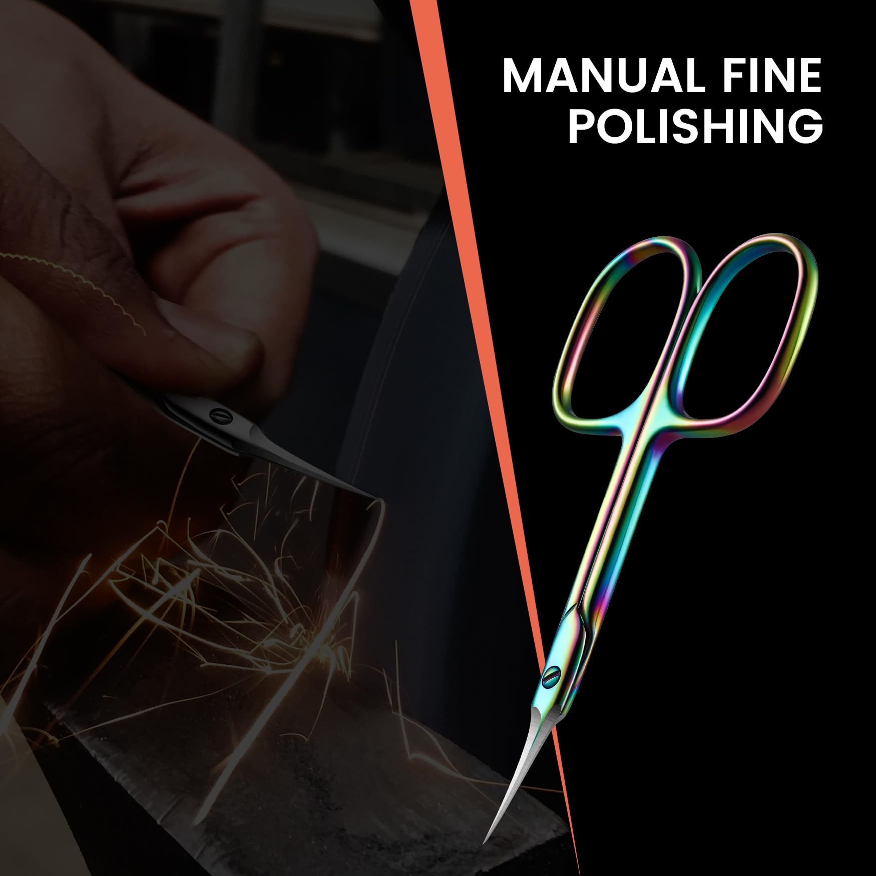 BEZOX Zakrzywione nożyczki do paznokci – precyzyjne nożyczki do manicure, obcinacz do skórek, profesjonalne nożyczki do paznokci ze stali nierdzewnej do pielęgnacji skórek, obcinacz do skórek