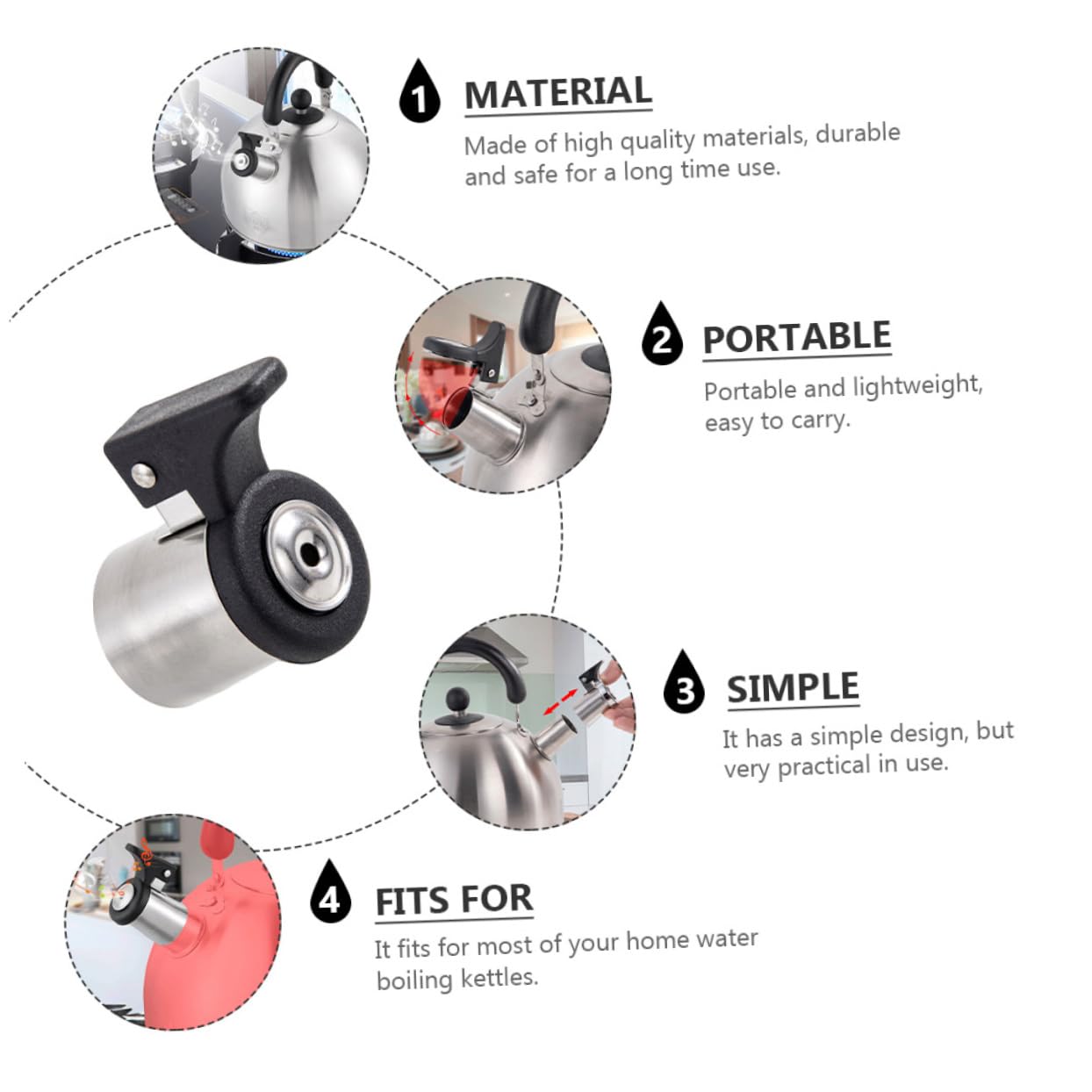 BESTonZON 6pièces Bouilloire Sifflet Inoxydable De Becs Nozzle Pour Bouilloire Accessoire Pratique Et Facile à Installer Compatible Majorité Des Modèles