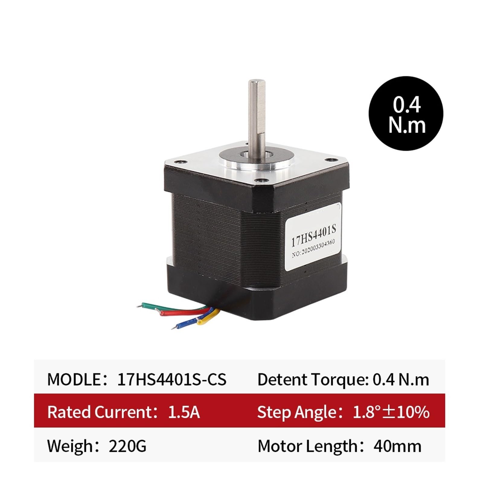 Motore passo Motore passo-passo Nema17 40N.cm 1.5A 17HS4401S-CZ 40mm 48mm 60mm Motore con uscita a 4 conduttori nella parte inferiore della colonna magnetica Motore 42 ( Size : 17HS6401S-CZ x 1pcs )