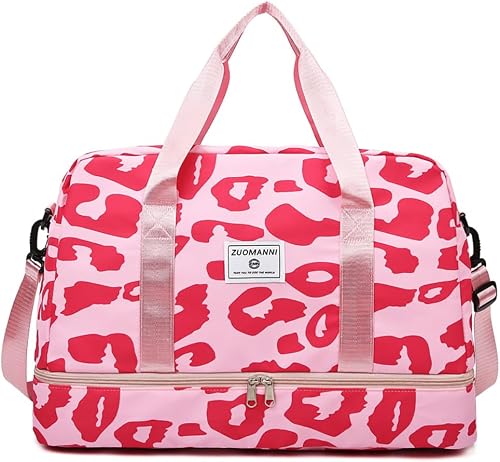 Gym Bag for Men and Women 42.43L Large Capacity Travel Bags Fit Over Suitcase Handle - Waterproof Sports Bag with Wet Pocket and Independent Shoes Compartment, C, Sports Duffels