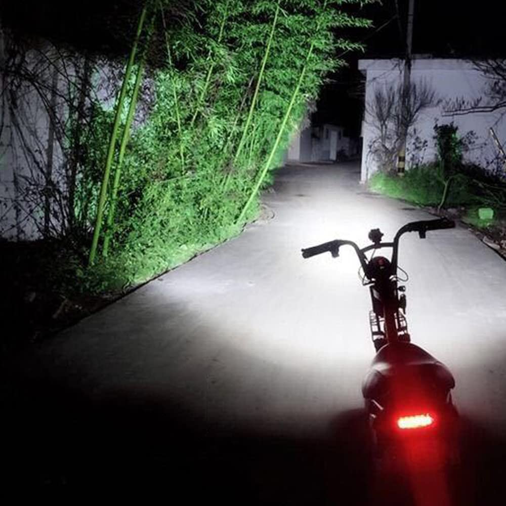 Riloer - 1 par de faros LED universales para motocicletas, triciclos, bicicletas, vehículos eléctricos, focos de motocicletas súper brillantes, faros, haz alto/haz bajo/flash