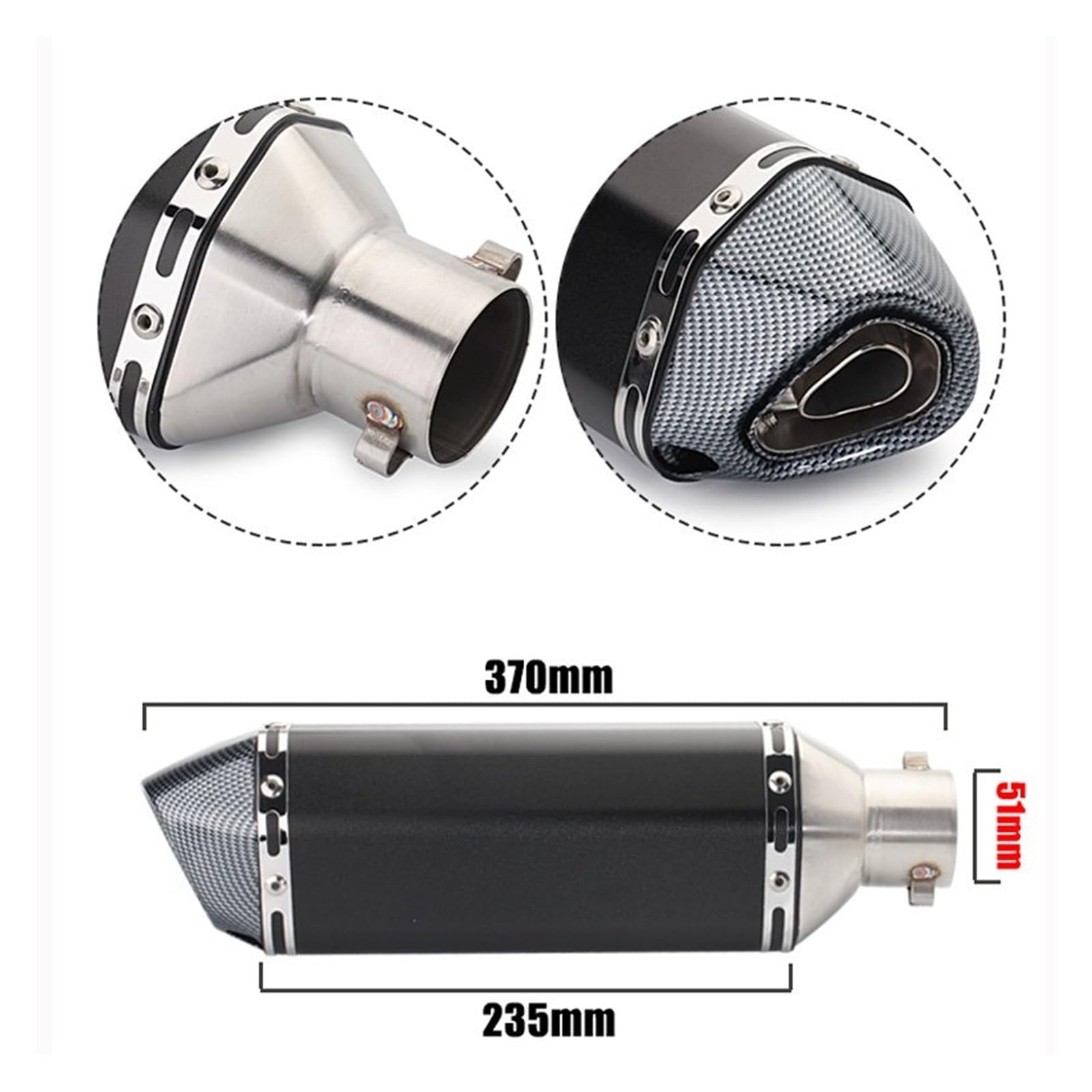 Tłumiki Końcowe Wydechu Uniwersalny Tłumik Wydechowy Motocykla Zmodyfikowany Rura Wydechowa Skuter Pitbike Dirt Motocross Dla R1 Dla R3 Dla R6 Dla ER6N Dla CBR250R PCX125 Rura Wydechowa Motocykli(Colo