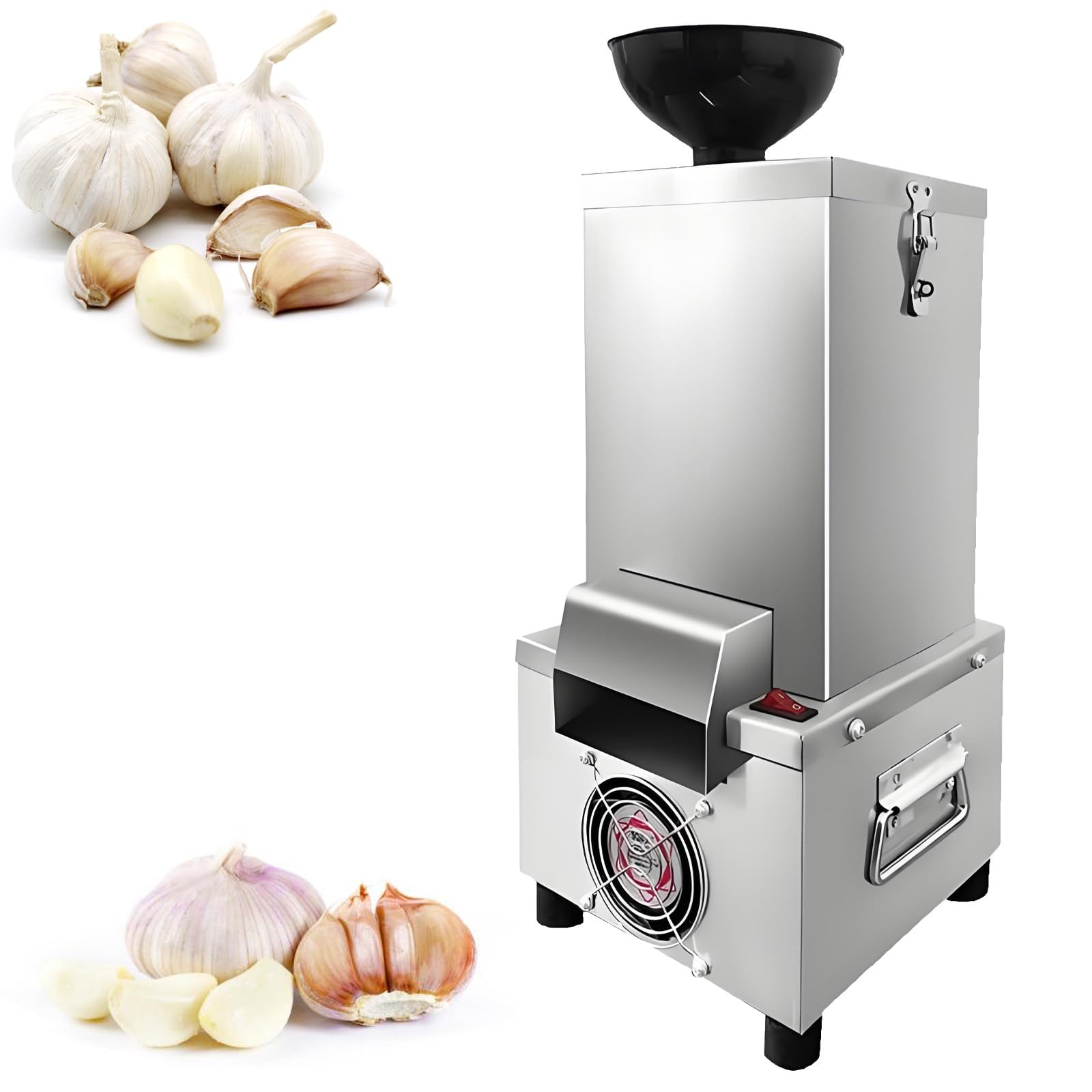 WDDBFL 200W High Capacity Commercial Garlic Peeling Machine with Hopper Feeder, Electric Stainless Steel Garlic Clove Skin Remover for Household Kitchen, Barbecue Shops
