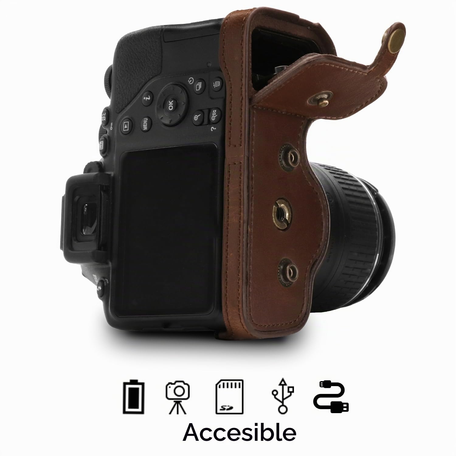 Mega Gear Ever Ready - Funda de Piel para cámara Nikon D3500