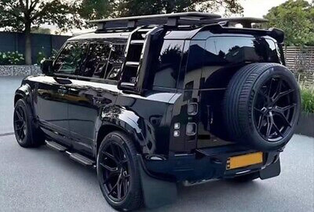 Faltbarer klappbarer Leiter-Dachträger-Zugang Passend für Land Rover Defender 90 L663 2020-2024 (Glänzend Schwarz)