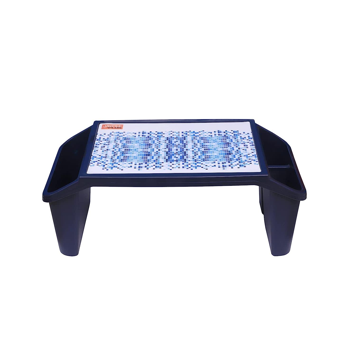 Multifunctional Travel Tray Plastic Lap Desk with Side Compartment Laptop Stand Activity Tray Breakfast Lunch Dinner Trays Perfect for Indoor Outdoor Activity Workstation Standing Desk (Blue)