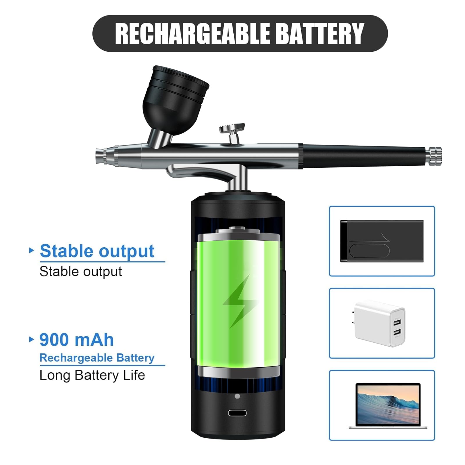Kit aerografo portatile Airbrush Kit con compressore d'aria Aerografo per unghie Compressore aerografo ad alta pressione per unghie Mini aerografo portatile (nero)