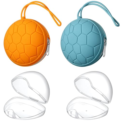Nuanchu Juego de 4 fundas para chupete de silicona, 2 fundas portátiles de silicona para bolsa de pañales con 2 cajas transparentes sin BPA