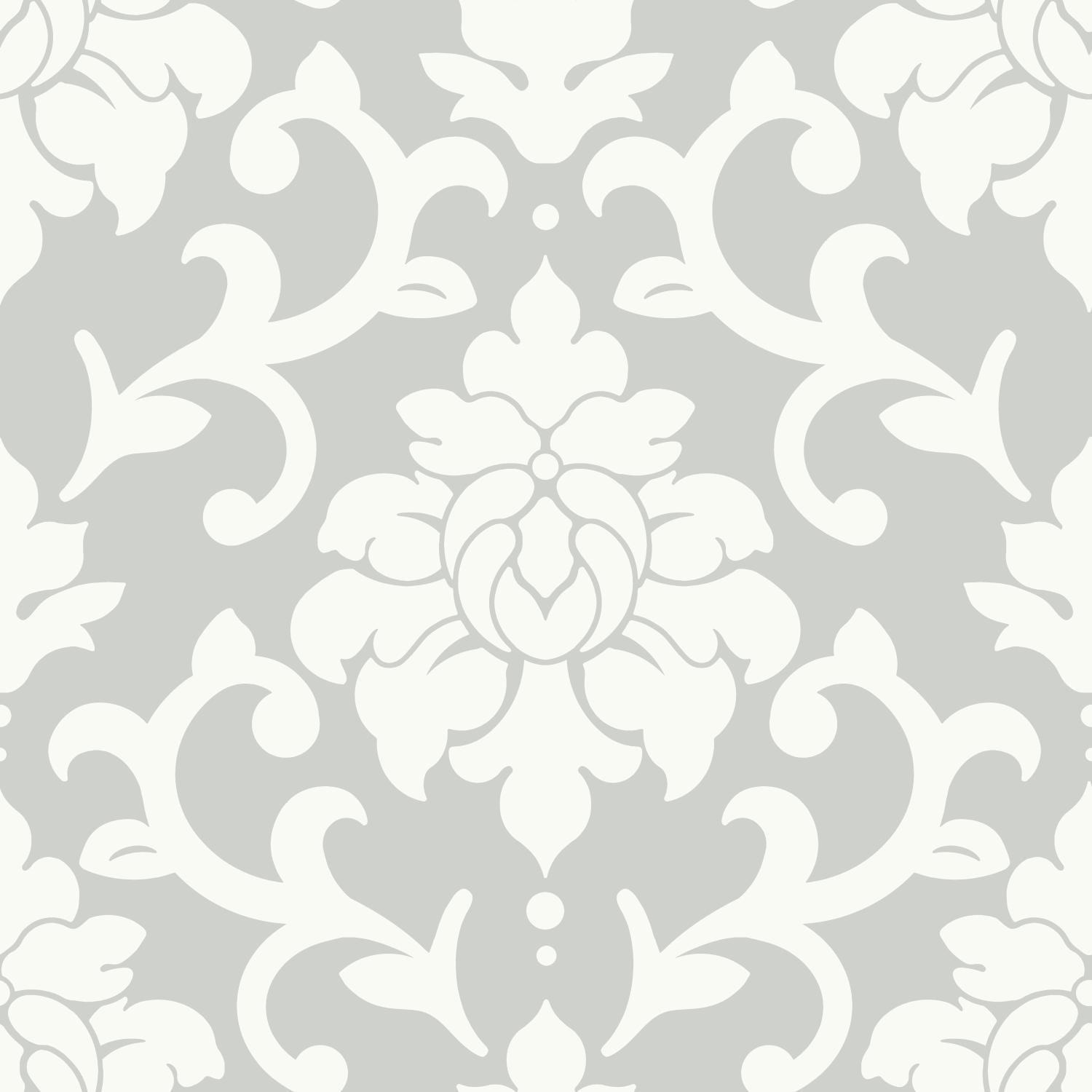 RoomMates RMK9112WP Gray Damask Peel and Stick Wallpaper, 52 x 503 cm - Image 2