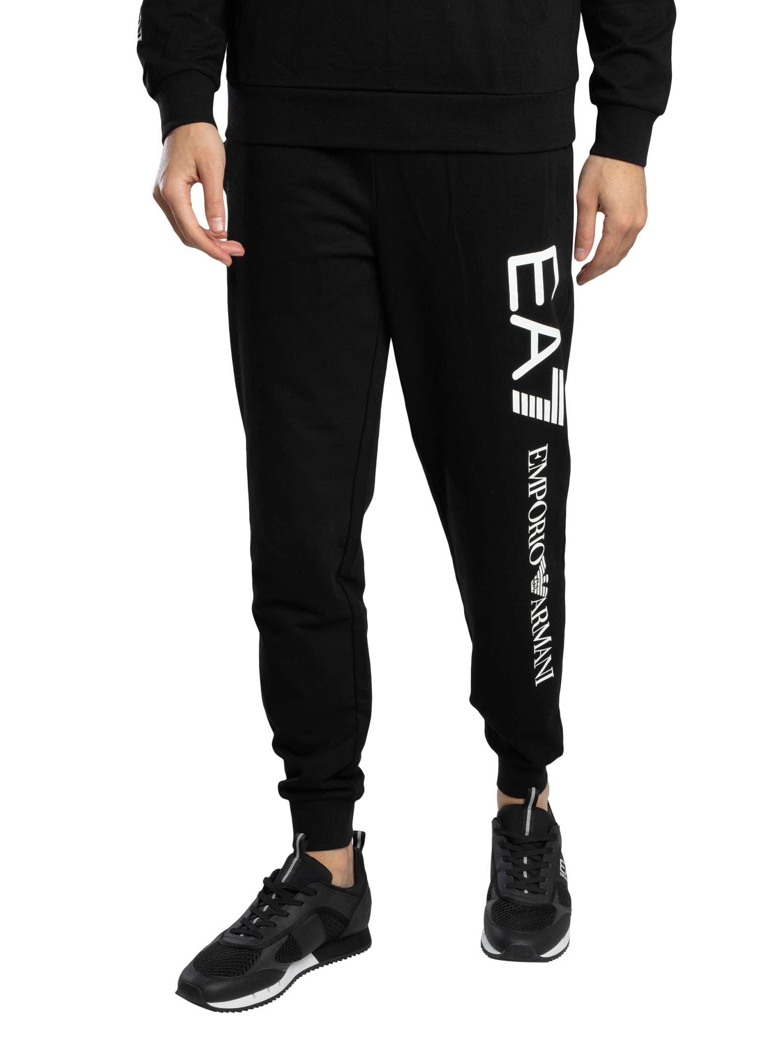 Emporio Armani EA7 Logo Series Men's Cotton Joggers, Black, L