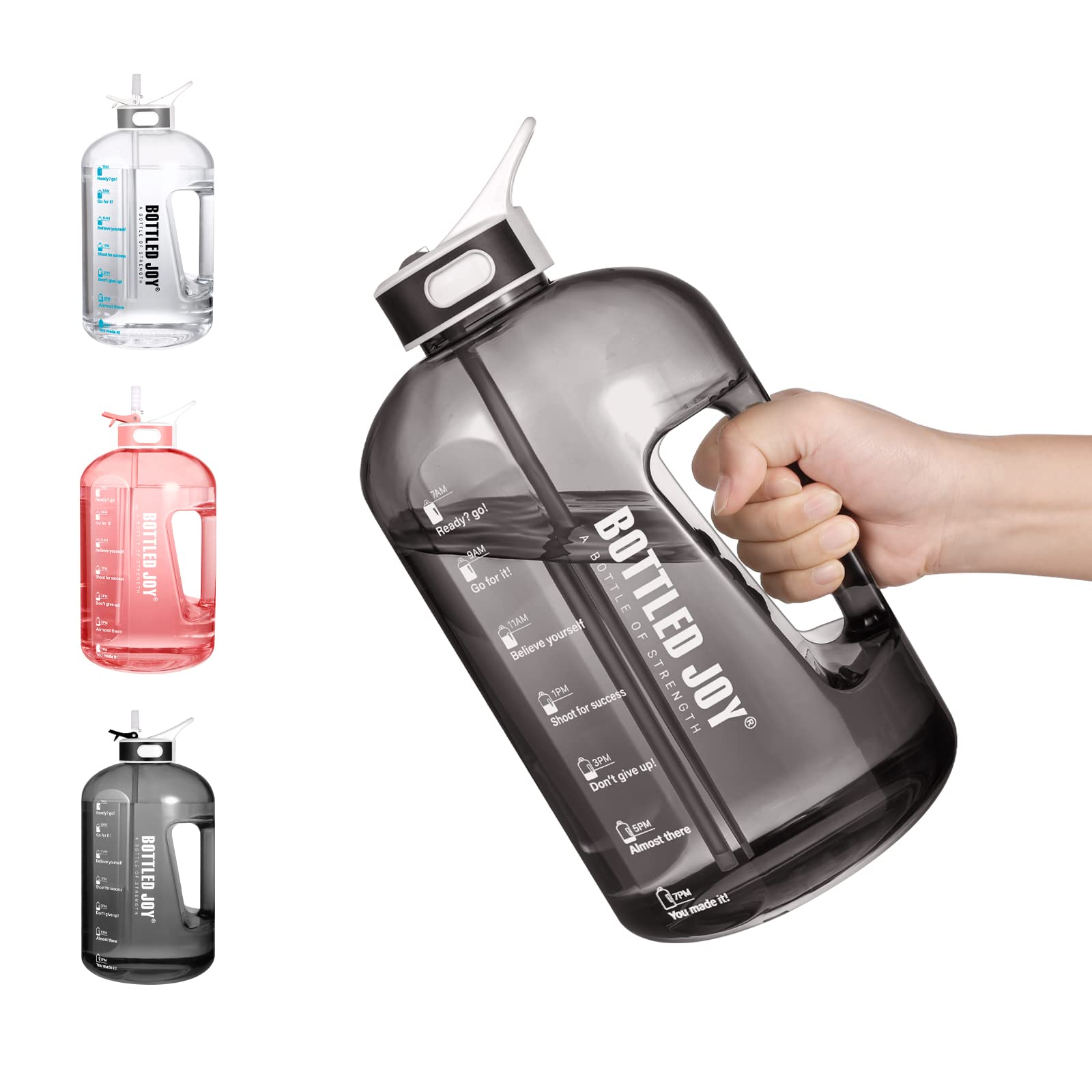 Grosse Gourde MOMSIV Gourde De 2 L Sans BPA, Grande Capacité, Anti-fuite, Avec Paille Gourde Motivation