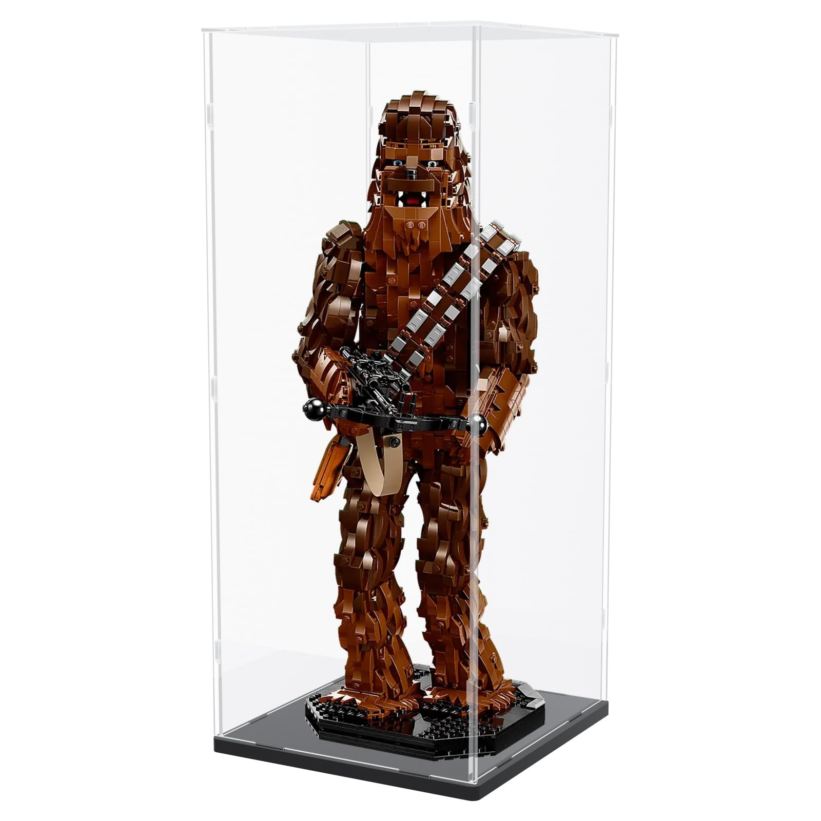 Nynelly Acrylic Display Case for Lego Statue of Liberty 21042 for Lego Chewbacca 75371 Thickened Clear Acrylic Display Case for Collectibles Action Figure Assemble Dustproof Display Box(Black Base) - Image 4