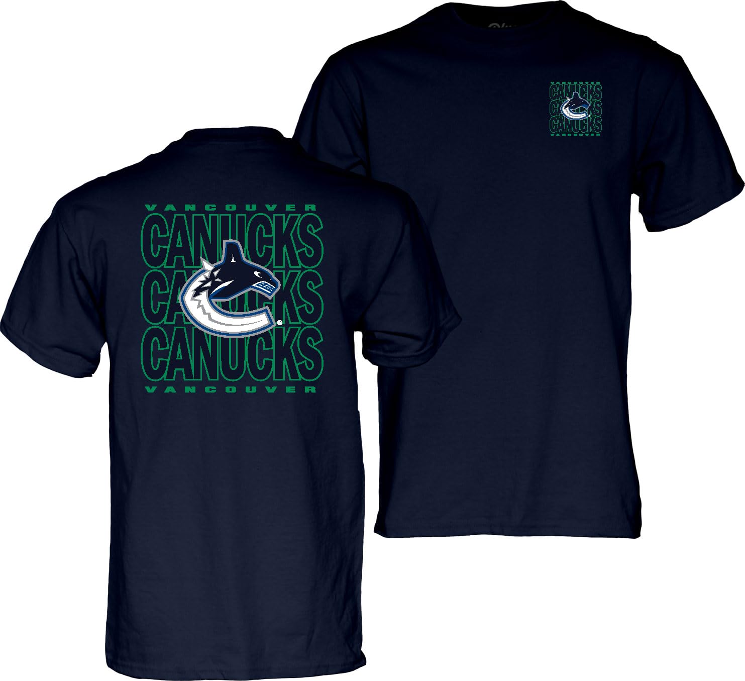Blue 84 NHL Officially Licensed T-Shirt Front/Back Curl Team Color