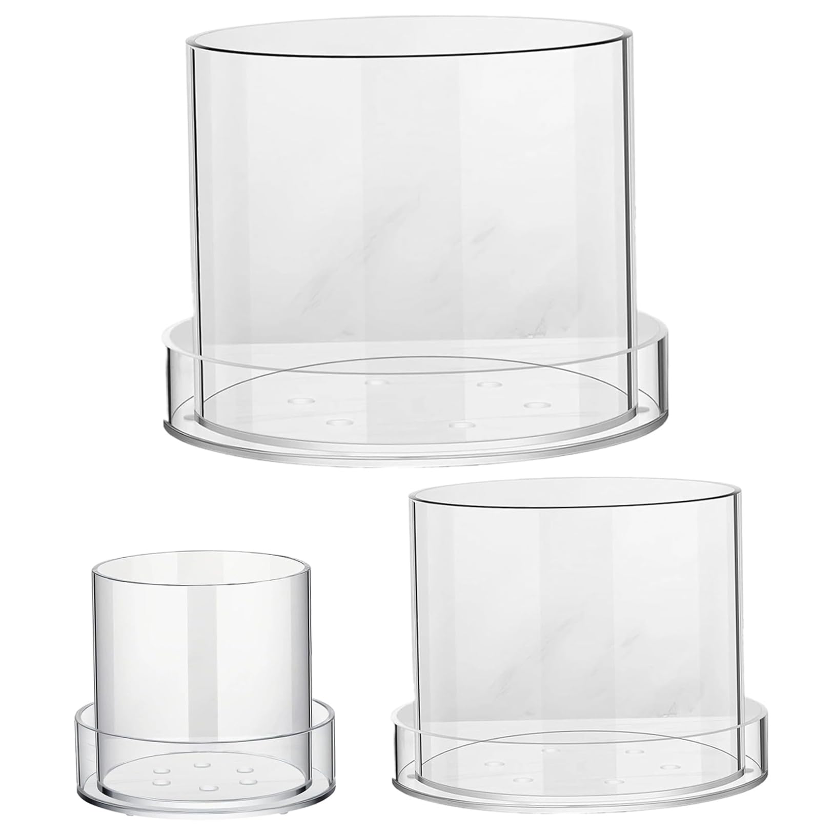 Hotainoys 3PCS Clear Plant Pots with Drainage 4/6/8 Inch Clear Nursery Pots with Saucer, Acrylic Plant Pot for Indoor Outdoor Transplanting Succulents Cuttings Seedlings