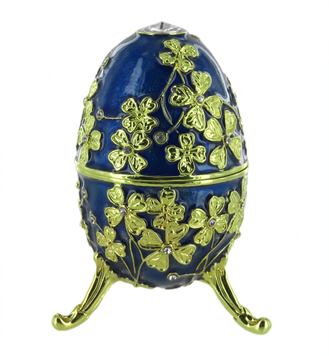 Lutèce Créations Musikalisches Ei/Schmuckei im Fabergé-Stil aus Metall mit Spieluhr, Vergoldungen, Strasssteinen und 18-Ton-Federspielwerk - Amazing Grace