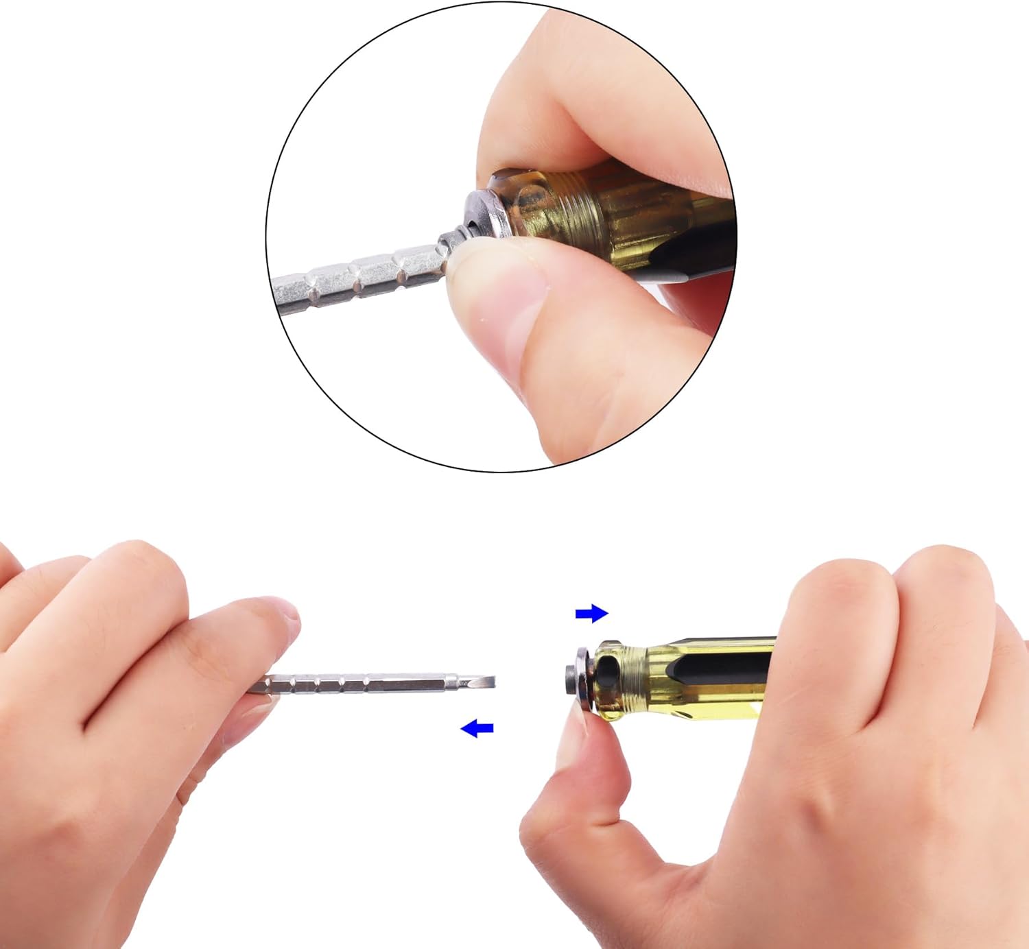 Buspoll small screwdriver with Reversible Magnetic Tips - Adjustable Length -#2 Phillips, Slotted 1/4” flat head and Phillips screw driver