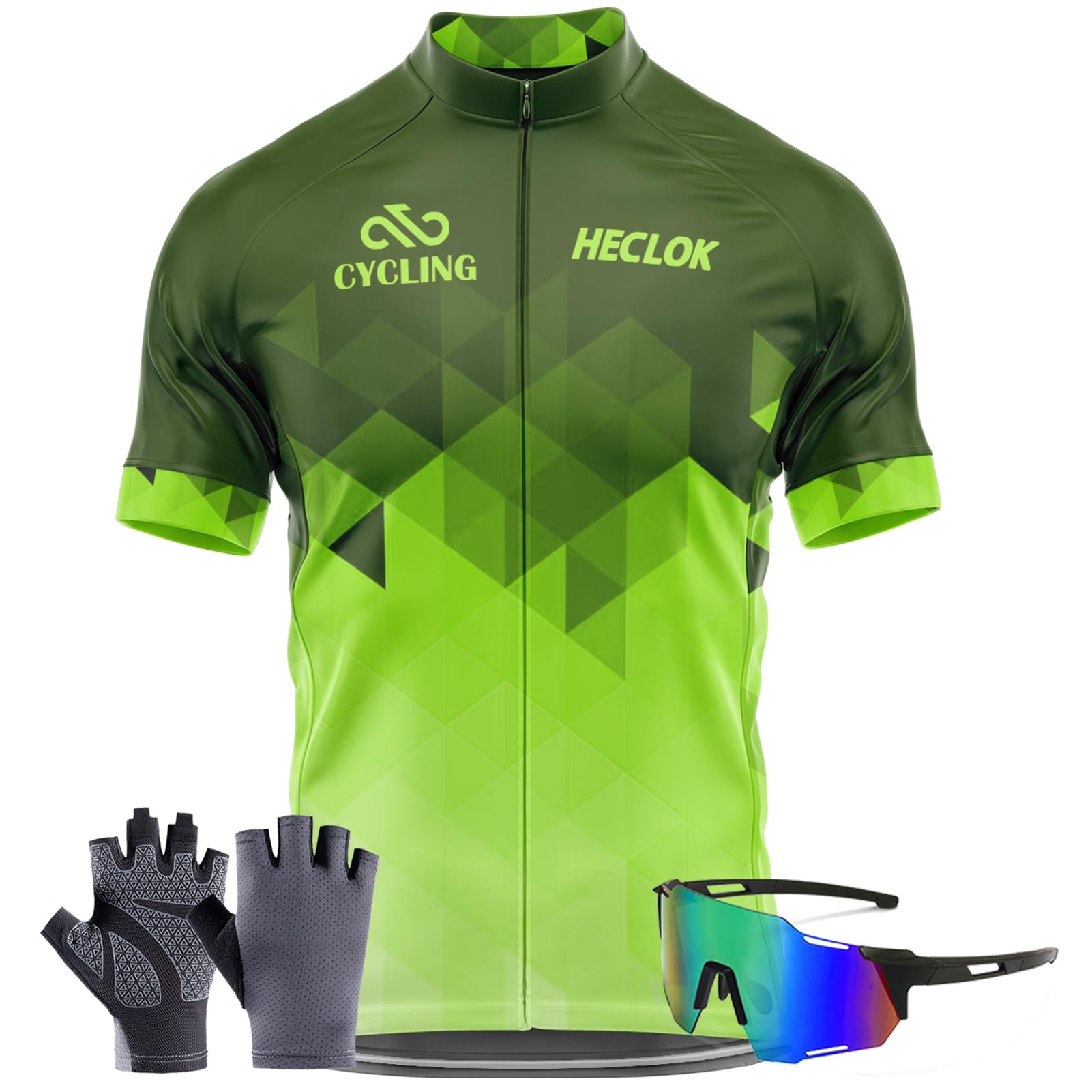 Magliette da Ciclismo da Uomo Estivi Maniche Corte Traspirante Abbigliamento MTB per Bici Mountain Bike T-Shirt Top Abbigliamento Maglie da Ciclismo＋Occhiali da Ciclismo, Guanti