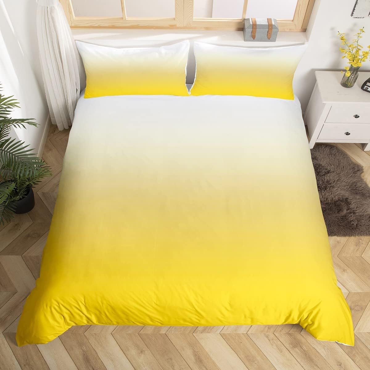 Parure de lit 1 personne jaune soleil pour chambre ado