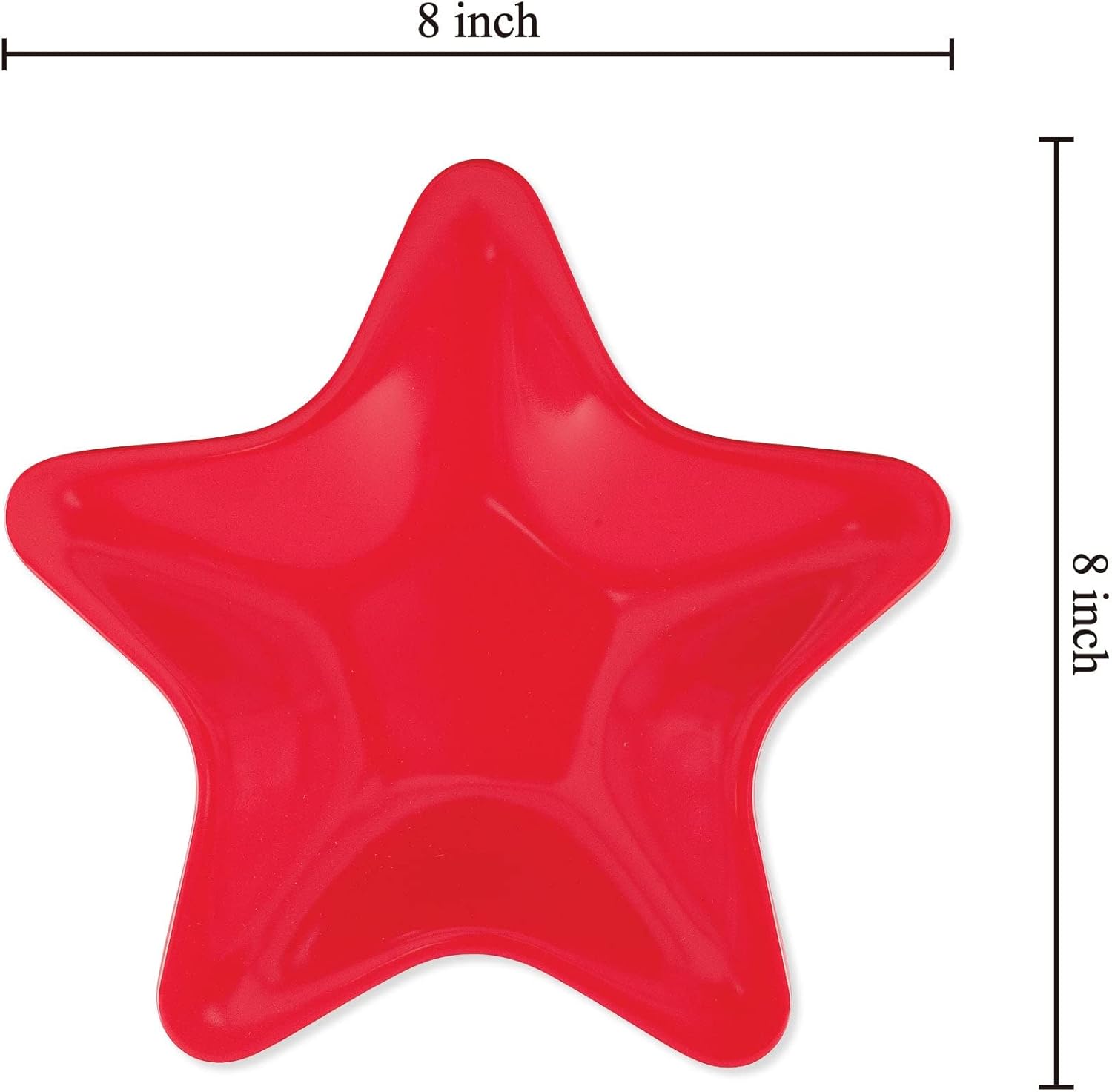 UP UPware Holiday Red Star Shaped Salad Plates, Melamine Appetizer and Dessert Plates for 4th of July, Christmas Decoration, Red, 8 Inch, Set of 4