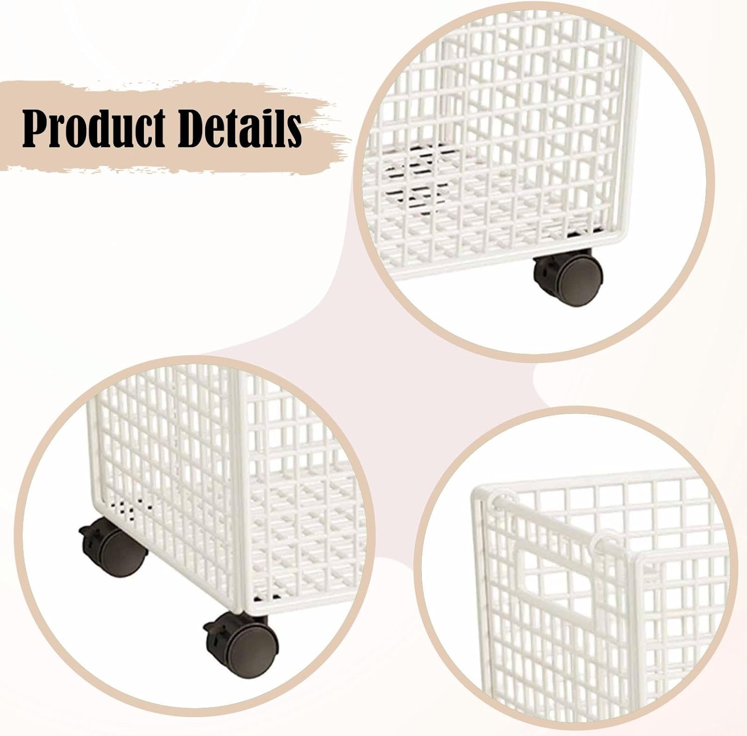 Toy Storage Organizer Toys Chest Iron with Wheels Sturdy Portable Rolling Basket Toy Box for Kids Room Playroom Boys Girls, M