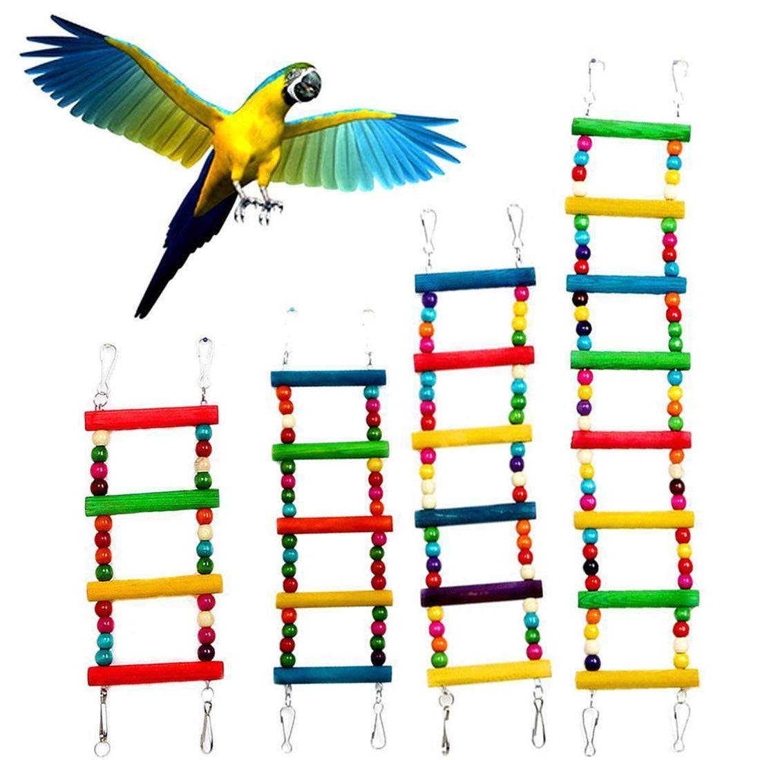 Kingnew Bird Parrot Toy Swing Hanging Ladder Parakeet Cockatiel, Pet Bird Budgie Love Bird Toy Ladder (10 Ladders,70CM)