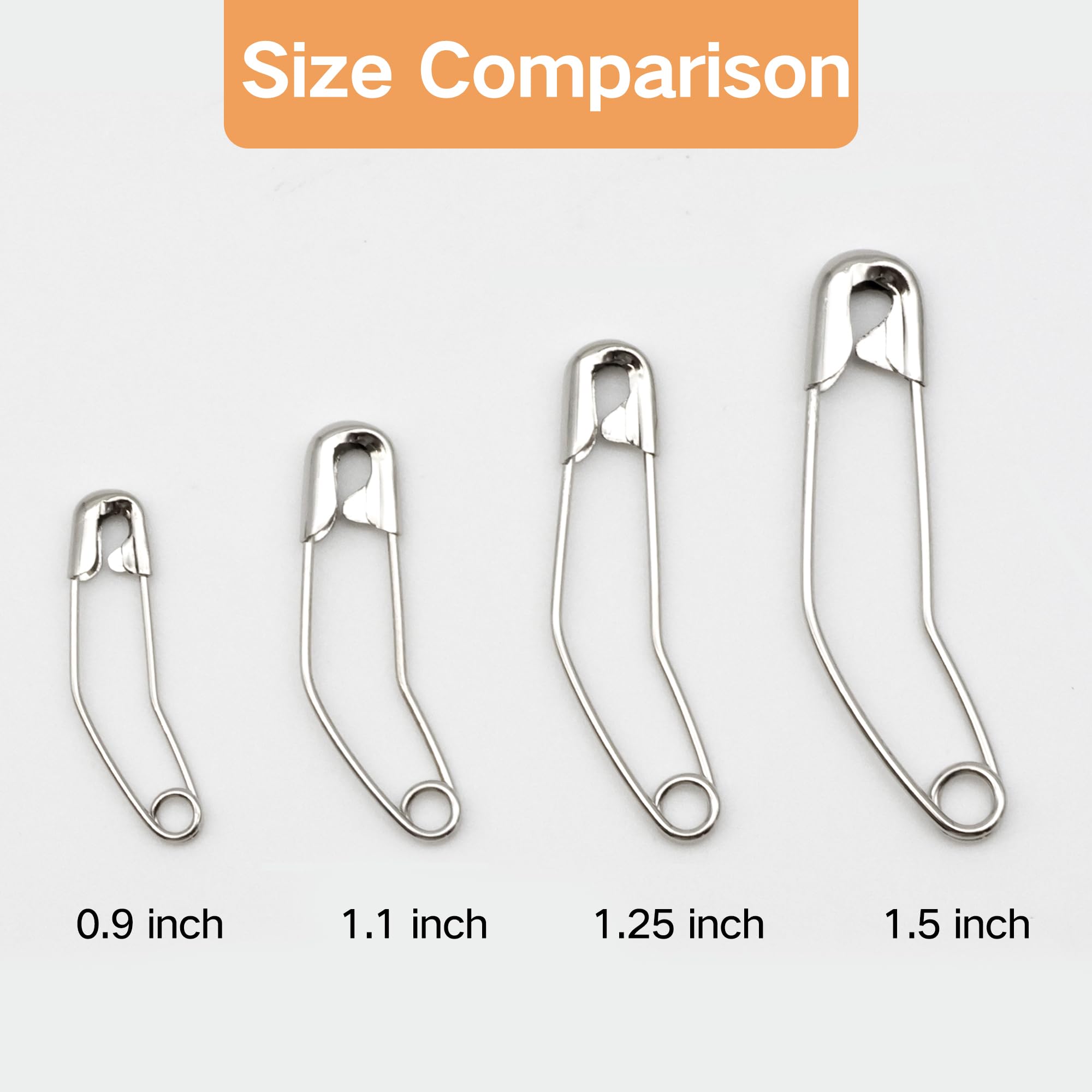 vrupin 100 pines de seguridad curvados de acero inoxidable para acolchado, alfileres de seguridad a granel de metal plateado para coser ropa, pinzas de seguridad decorativas (1.5 pulgadas)