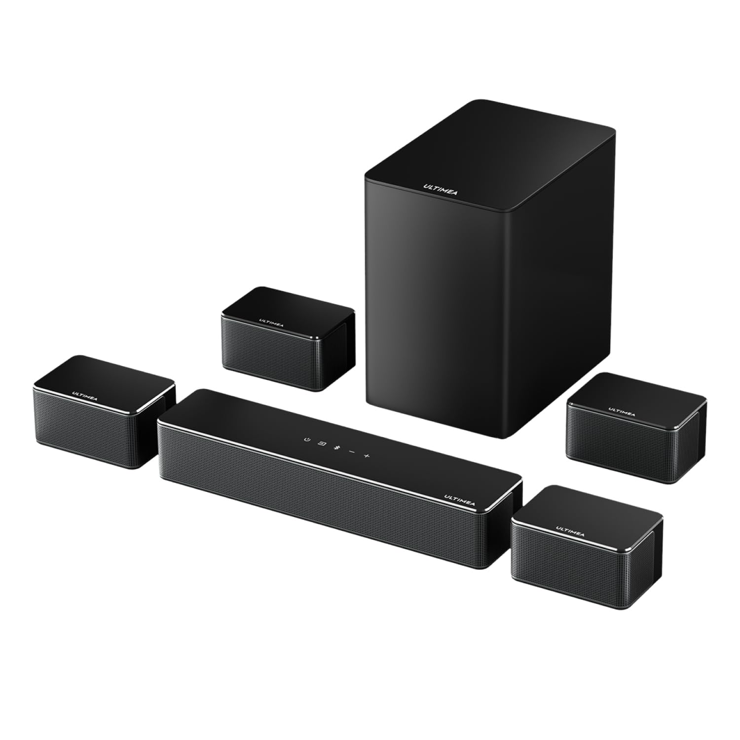 ULTIMEA Barre de Son 7.1 avec Son Surround Virtuel, avec 8 Haut-​Parleurs Haute Performance, Subwoofer sans Fil 6,​5", Appli Intelligente, Home Cinéma, Poseidon D70