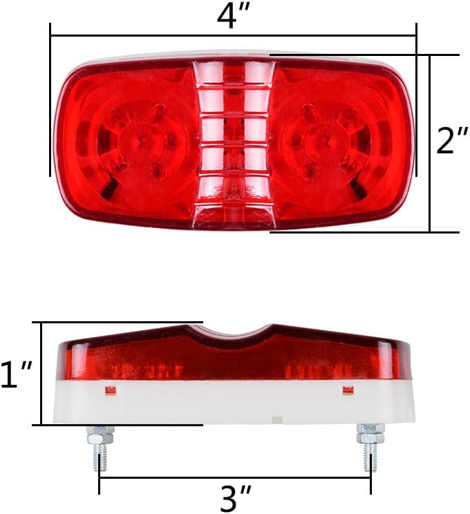 Astra Depot Surfacemount Bullseye 12-LED Side Marker Clearance Light For Trailer Truck Bus Lorry 12V-24V (Pack of 10, RED)