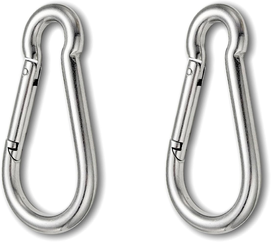 304 Stainless Steel Carabiner Clips, Spring Snap Hooks – Heavy Duty Rust-Proof Carabiners for Keys, Ropes, Camping, Hiking, Keychains, Dog Leash & Outdoor Equipment