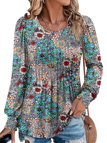 BETTE BOUTIK Long Sleeve Shirts for Women Fall Tops Dressy Blouses Crewneck Tunic Tops for Leggings S-3XL