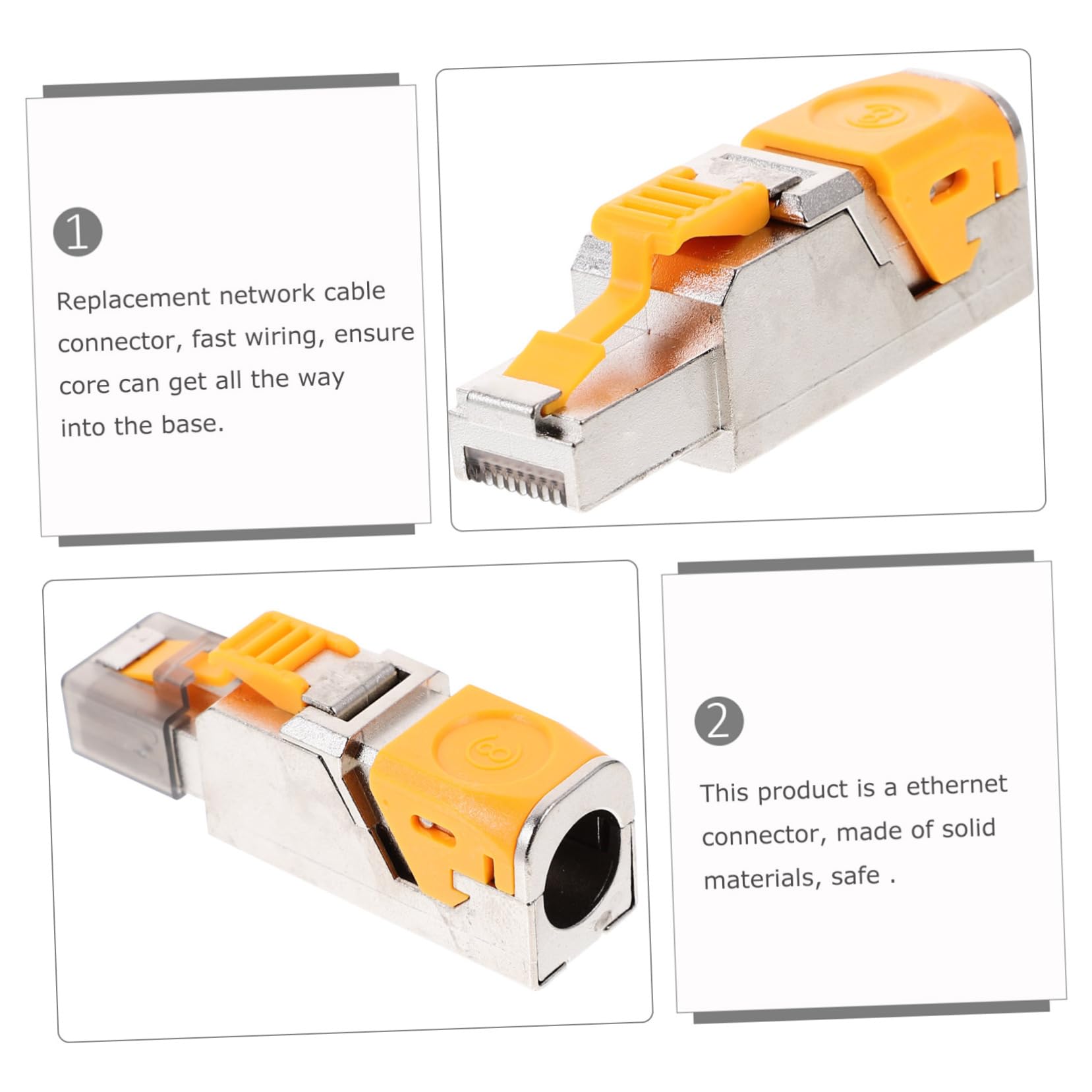 DIYEAH Ethernet Connector Pass Through Cat Crimp Jack Shielded Design Network Transmission Fast Wiring Modular Connector for Easy Maintenance Plated for Resistance Compatible Systems